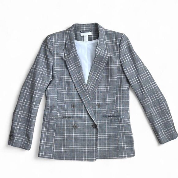H&M Jackets & Blazers - Preppy Plaid Double Breasted Blazer Women's Size 6